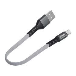 Kábel: UNIQ - szürke TYPE-C (USB-C) / USB gyorstöltő 20 cm kábel, 2,1A-1