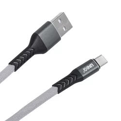Kábel: UNIQ - szürke TYPE-C (USB-C) / USB gyorstöltő 20 cm kábel, 2,1A-3