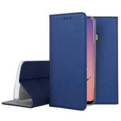 Telefontok Samsung Galaxy A21 - kék mágneses szilikon keretes könyvtok-3