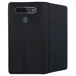 Telefontok LG K51S - fekete mágneses szilikon keretes könyvtok-2