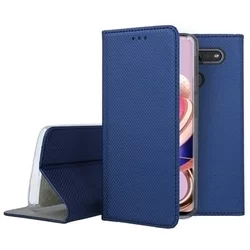 Telefontok LG K51S - kék mágneses szilikon keretes könyvtok-1