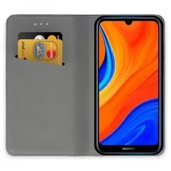 Telefontok Huawei Y6S 2019 / Honor 8A - fekete mágneses szilikon keretes könyvtok-1