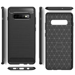 Telefontok Samsung Galaxy S10+ (S10 Plus) - Forcell Carbon Fiber fekete szilikon tok-4