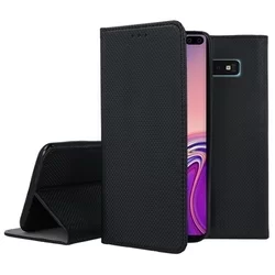 Telefontok Samsung Galaxy S10+ (S10 Plus) - fekete mágneses szilikon keretes könyvtok-2