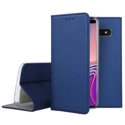 Telefontok Samsung Galaxy S10+ (S10 Plus) - kék mágneses szilikon keretes könyvtok-3