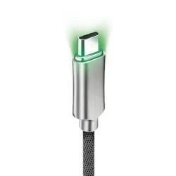 Forcell - MicroUSB / USB fekete szövet gyorstöltő kábel, 1m, jelző LED-del-4