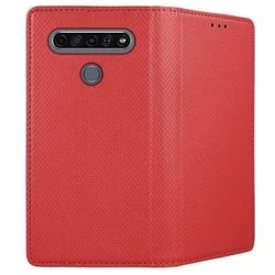 Telefontok LG K61 - piros mágneses szilikon keretes könyvtok-3