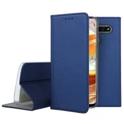 Telefontok LG K61 - kék mágneses szilikon keretes könyvtok-1