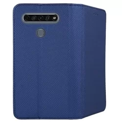 Telefontok LG K61 - kék mágneses szilikon keretes könyvtok-3