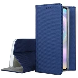 Telefontok Huawei P30 - kék mágneses szilikon keretes könyvtok-2