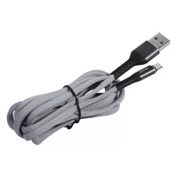 Kábel: UNIQ - szürke szövet MicroUSB / USB gyorstöltő 2m kábel, 2,1A-2