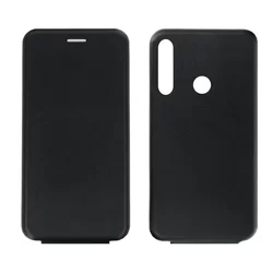Telefontok Huawei Y6p - Lefelé nyíló mágneses Elegance Flexi Fliptok fekete-2