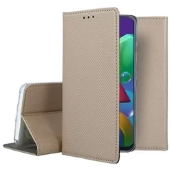 Telefontok Samsung Galaxy M21 / M30s - arany mágneses átlátszó szilikon keretes könyvtok-3