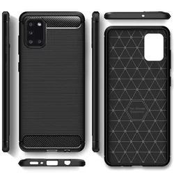 Telefontok Samsung Galaxy A31 - Forcell Carbon fekete szilikon hátlaptok-3
