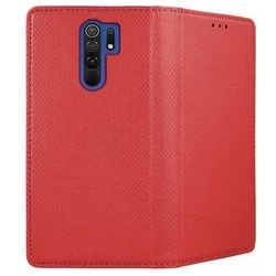 Telefontok Xiaomi Redmi 9 - piros mágneses szilikon keretes könyvtok-3
