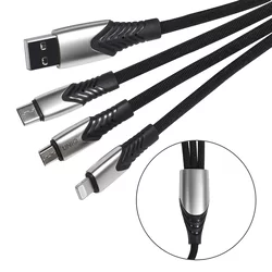 UNIQ 3in1 - (USB - lightning / Type-C / MicroUSB) fekete szövet töltőkábel, 1m-2