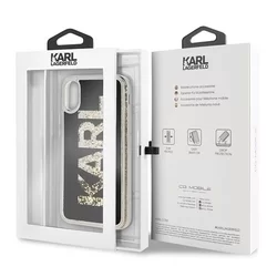 Telefontok iPhone X/XS - Karl Lagerfeld Karl logo Glitter - Fekete-6