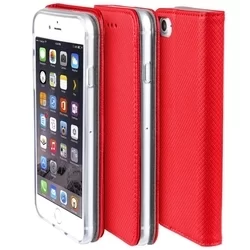 Telefontok Huawei P20 Lite - piros mágneses átlátszó szilikon keretes könyvtok-1