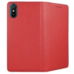 Telefontok Xiaomi Redmi 9A / 9AT - piros mágneses szilikon keretes könyvtok-2