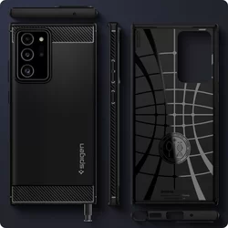Telefontok Samsung Galaxy Note20 Ultra - SPIGEN RUGGED ARMOR Matt fekete tok-11