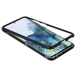 Telefontok Samsung Galaxy S20+ (S20 Plus) - mágnesesen záródó hátlaptok, fekete fém kerettel és átlátszó üveg hátlappal-5