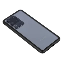 Telefontok Samsung Galaxy S20 Ultra - mágnesesen záródó hátlaptok, fekete fém kerettel és átlátszó üveg hátlappal-3