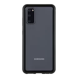 Telefontok Samsung Galaxy S20 - mágnesesen záródó hátlaptok, fekete fém kerettel és átlátszó üveg hátlappal-5