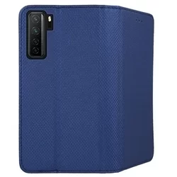 Telefontok Huawei P40 Lite 5G - kék mágneses szilikon keretes könyvtok-1
