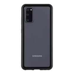 Telefontok Samsung Galaxy A21s - Magneto fekete, mágneses fém keretes hátlap tok, átlátszó üveg elő + hátlappal-9