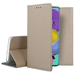 Telefontok Samsung Galaxy Note20 - arany mágneses szilikon keretes könyvtok-1