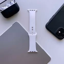 Apple Watch Series 1/2/3 (42mm-44mm) okosóra szíj - TECH-PROTECT SOFTBAND Fehér szilikon szíj-1