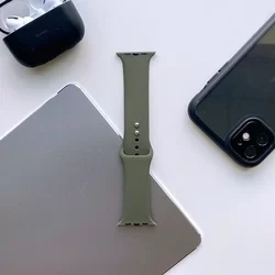 Apple Watch Series 4/5/6/7/SE (38mm-40mm) okosóra szíj - TECH-PROTECT SOFTBAND Katonai zöld szilikon szíj-2