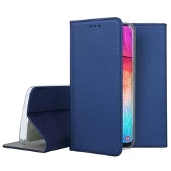 Telefontok Samsung Galaxy A50 - kék mágneses szilikon keretes könyvtok-2