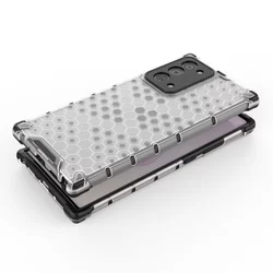 Telefontok Samsung Galaxy Note 20 - Hexagon mintás ütésálló áttetsző műanyag tok, szilikon peremmel-2