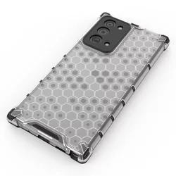 Telefontok Samsung Galaxy Note 20 - Hexagon mintás ütésálló áttetsző műanyag tok, szilikon peremmel-3