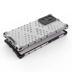 Telefontok Samsung Galaxy Note 20 Ultra - Hexagon mintás ütésálló áttetsző műanyag tok, szilikon peremmel-2