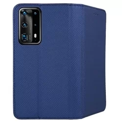 Telefontok Huawei P40 Pro - kék mágneses szilikon keretes könyvtok-3