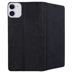 Telefontok iPhone 12 mini - fekete mágneses átlátszó szilikon keretes könyvtok-3
