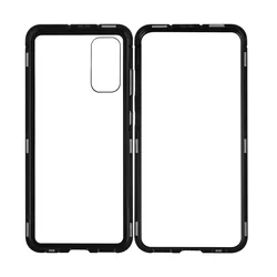 Telefontok Samsung Galaxy Note 20 Ultra - Magneto fekete, mágneses fém keretes hátlap tok, átlátszó üveg elő + hátlappal-5