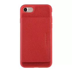 Telefontok iPhone 7 / 8 - UNIQ piros műbőr hátlaptok, szilikon kerettel, kártyatartóval-5