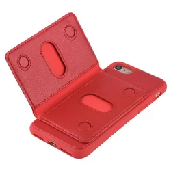 Telefontok iPhone SE 2020 - UNIQ piros műbőr hátlaptok, szilikon kerettel, kártyatartóval-4