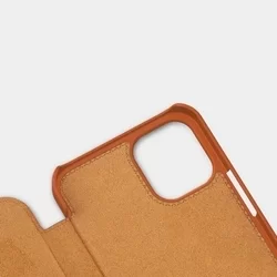 Telefontok iPhone 12 Pro - Nillkin Qin Kihajtható bőr tok barna-2