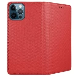 Telefontok iPhone 12 Pro - piros mágneses szilikon keretes könyvtok-3