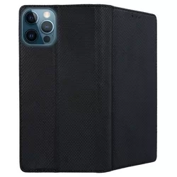 Telefontok iPhone 12 Pro Max - fekete mágneses átlátszó szilikon keretes könyvtok-3
