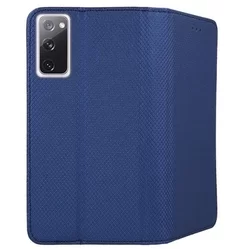 Telefontok Samsung Galaxy S20 FE - kék mágneses szilikon keretes könyvtok-1