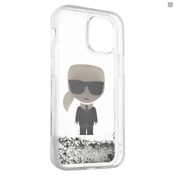 Telefontok iPhone 12 Pro - Karl Lagerfeld Liquid Glitter Iconic átlátszó/ezüst hátlap tok-2