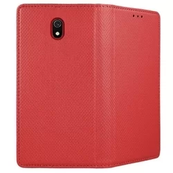 Telefontok Xiaomi Redmi 8A - piros mágneses átlátszó szilikon keretes könyvtok-3