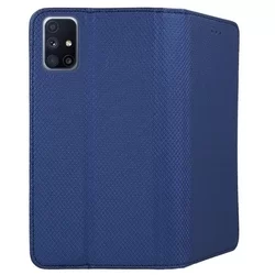 Telefontok Samsung Galaxy M51 - kék mágneses szilikon keretes könyvtok-1