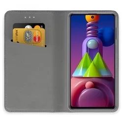 Telefontok Samsung Galaxy M51 - piros mágneses szilikon keretes könyvtok-1