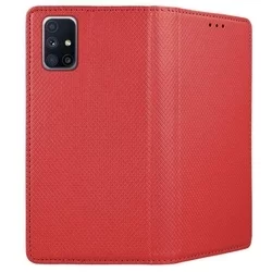 Telefontok Samsung Galaxy M51 - piros mágneses szilikon keretes könyvtok-3